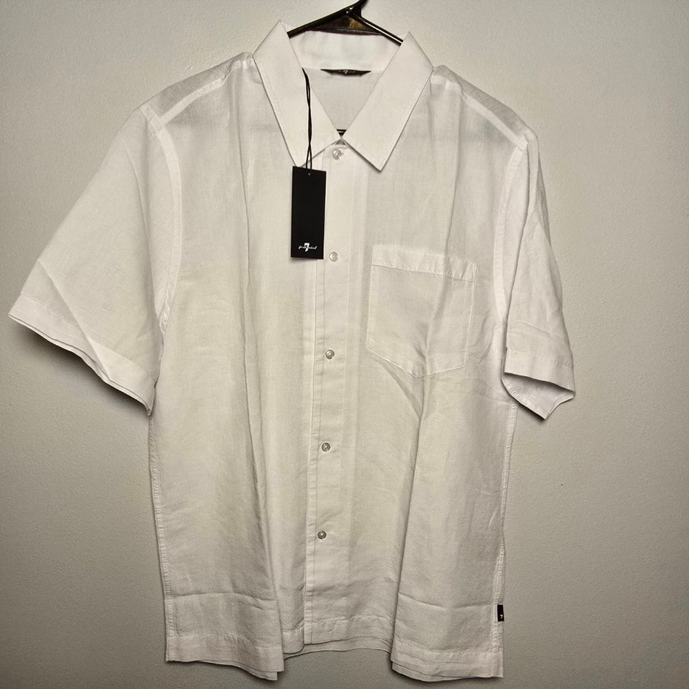 Men's 7 For All Mankind Casual Button Down Shirt M White